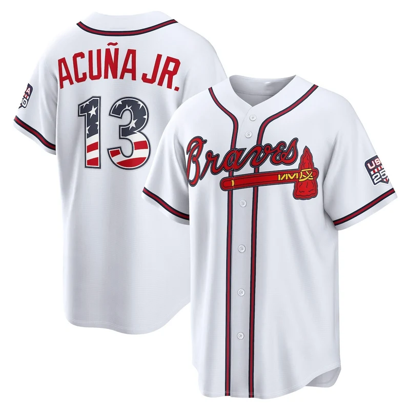 Ronald Acuña Jr. Atlanta Braves USA 250 Fourth of July Home Stadium Jersey - White