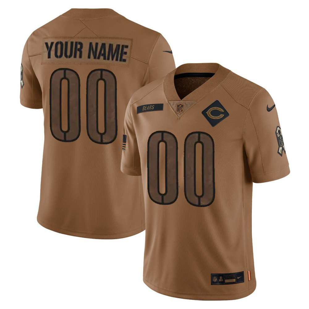 Chicago Bears 2023 Salute to Service Brown Limited Custom Jersey