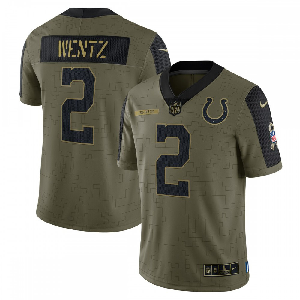 Carson Wentz Indianapolis Colts 2021 Salute To Service Limited Player Jersey - Olive