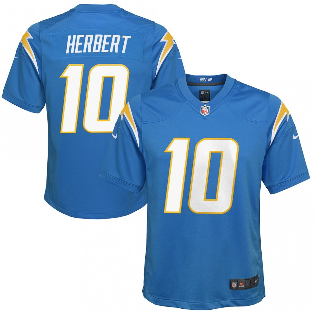 Justin Herbert Los Angeles Chargers Youth Game Jersey - Powder Blue