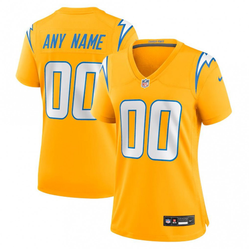 Los Angeles Chargers Women's Alternate Charger Power Game Custom Jersey - Gold