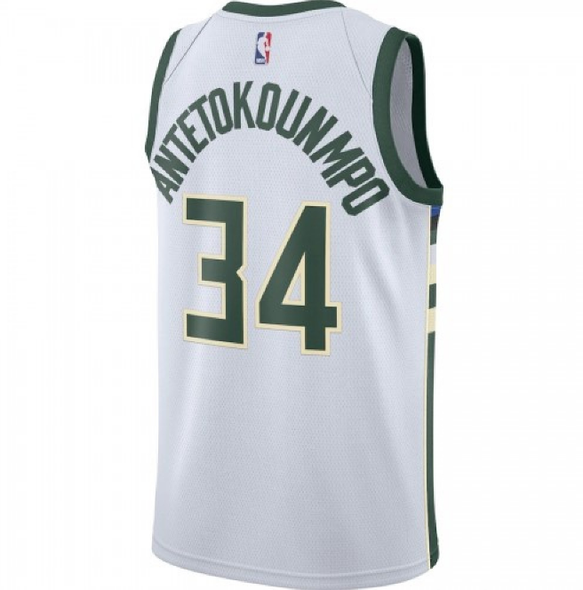 Milwaukee Bucks Giannis Antetokounmpo #34 White Association Edition Jersey Back