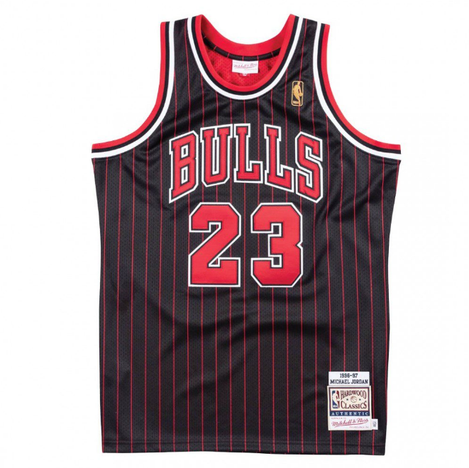 Men's Chicago Bulls Michael Jordan #23 Black 1996/97 Hardwood Classics Swingman Jersey Front
