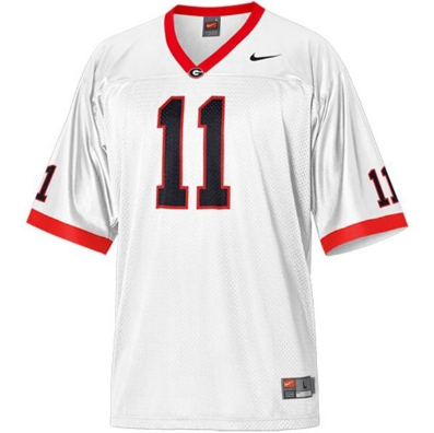 Men Georgia Bulldogs #11 Aaron Murray White Stitch Jersey Front