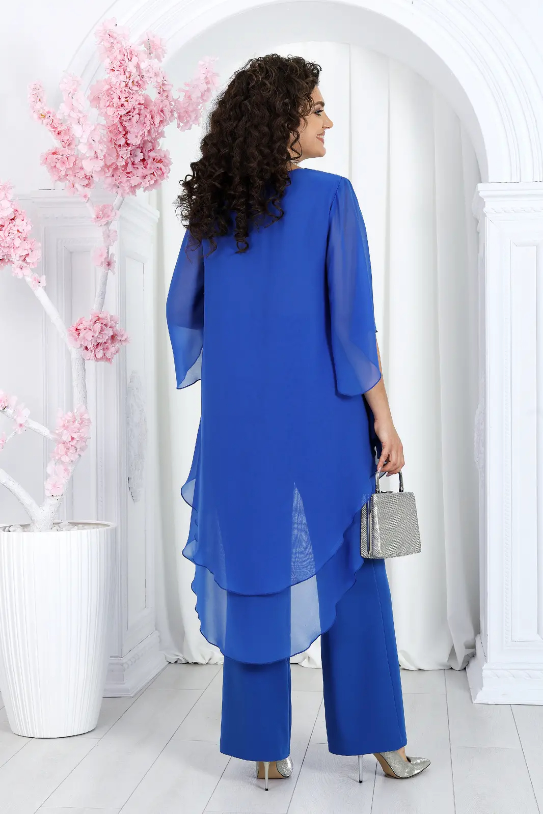 Elegant Layered Chiffon High-Low Top and Pants Set (Buy 2 Free Shipping)
