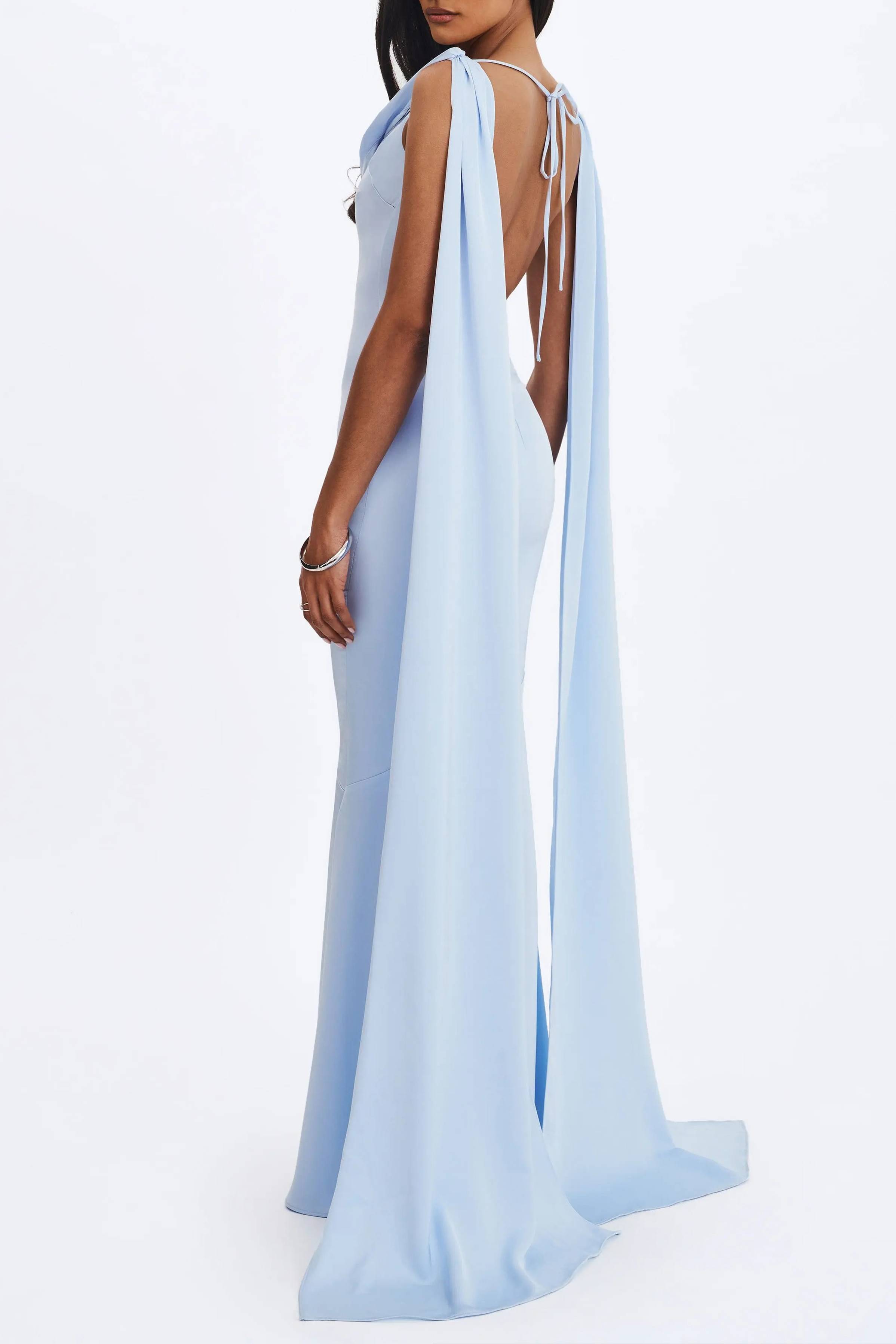 Dick Collar Open-Shoulder-Strap Fishtail Long Gown