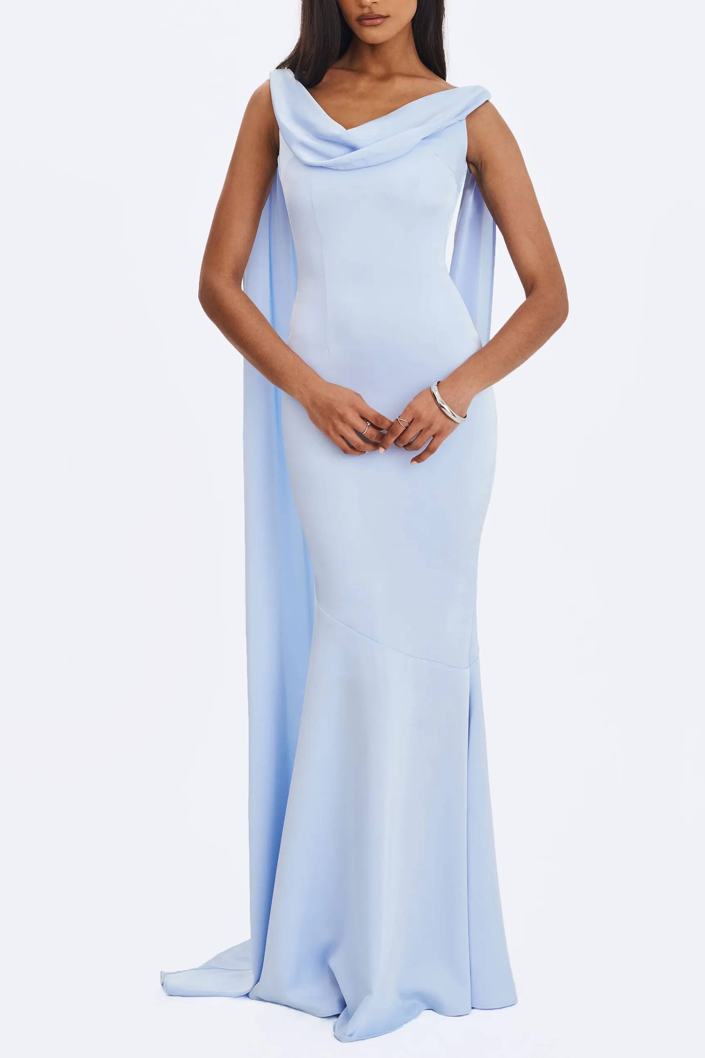 Dick Collar Open-Shoulder-Strap Fishtail Long Gown