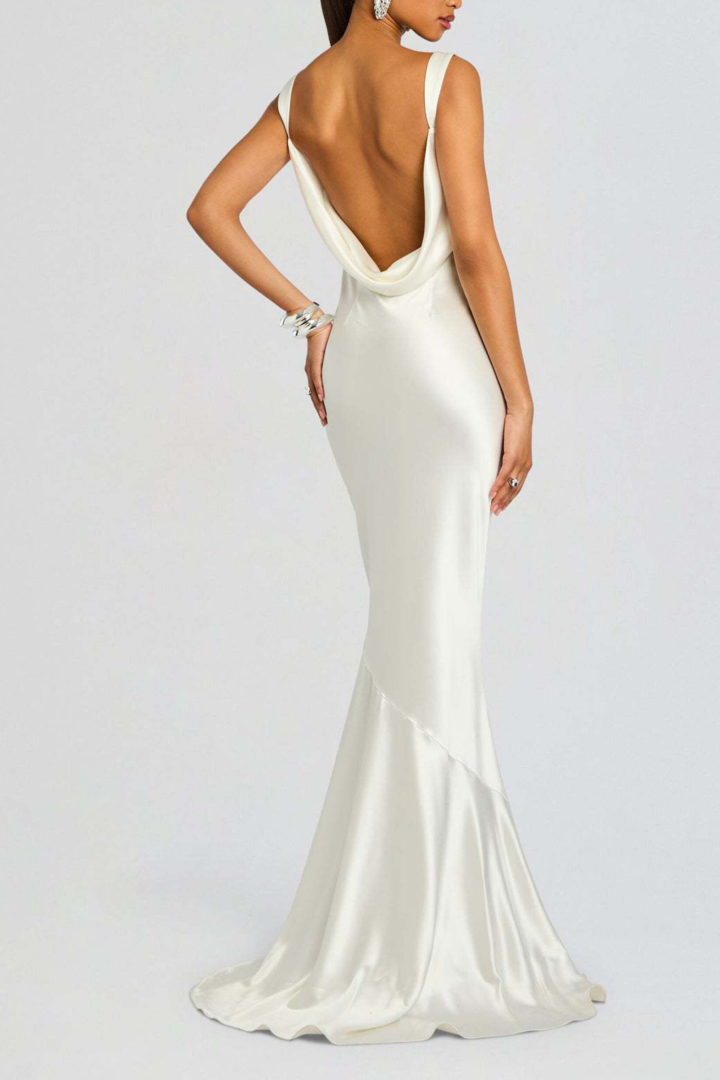 Satin Backless Sexy Wrapping Evening Dress