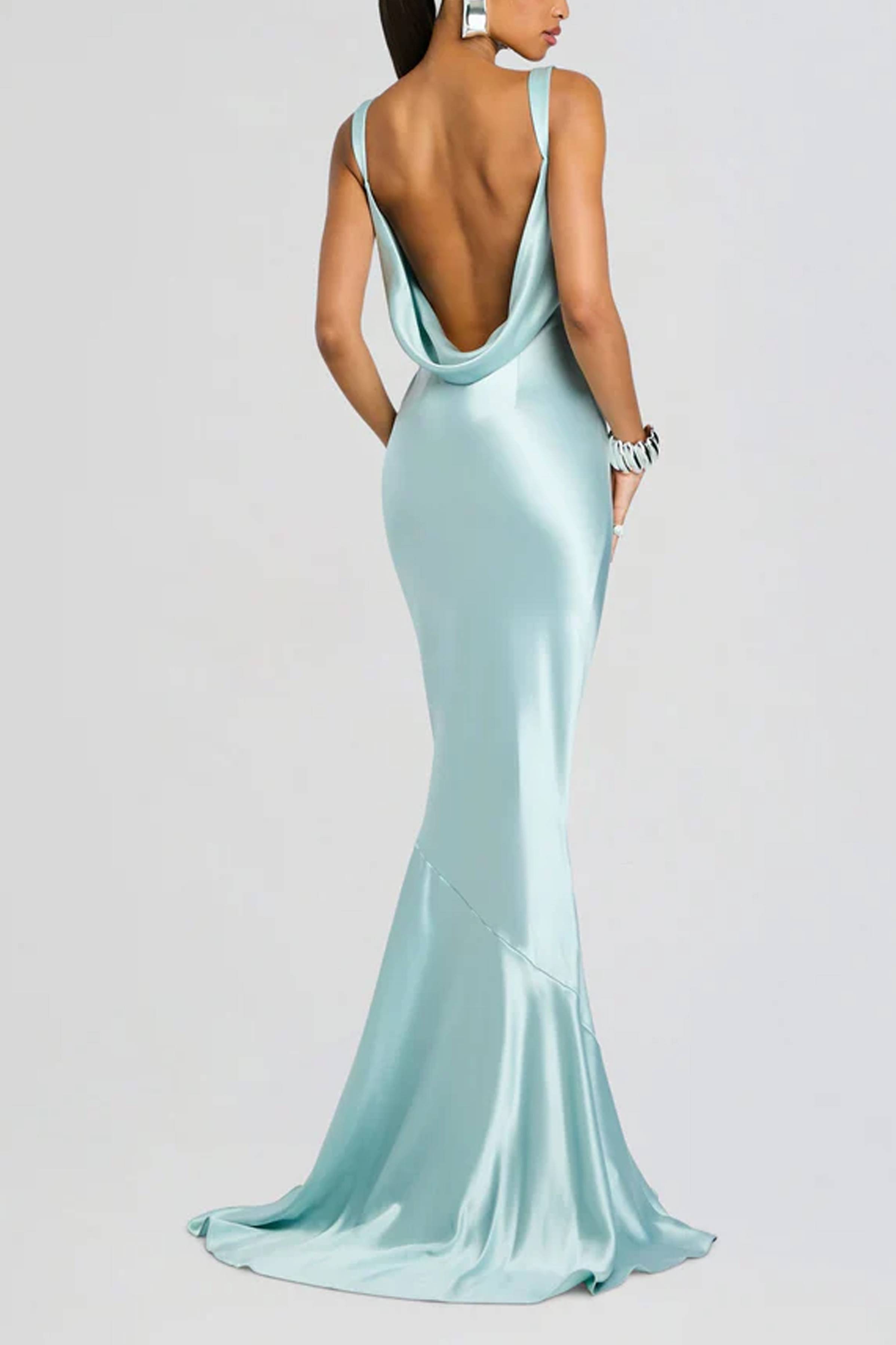 Satin Backless Sexy Wrapping Evening Dress