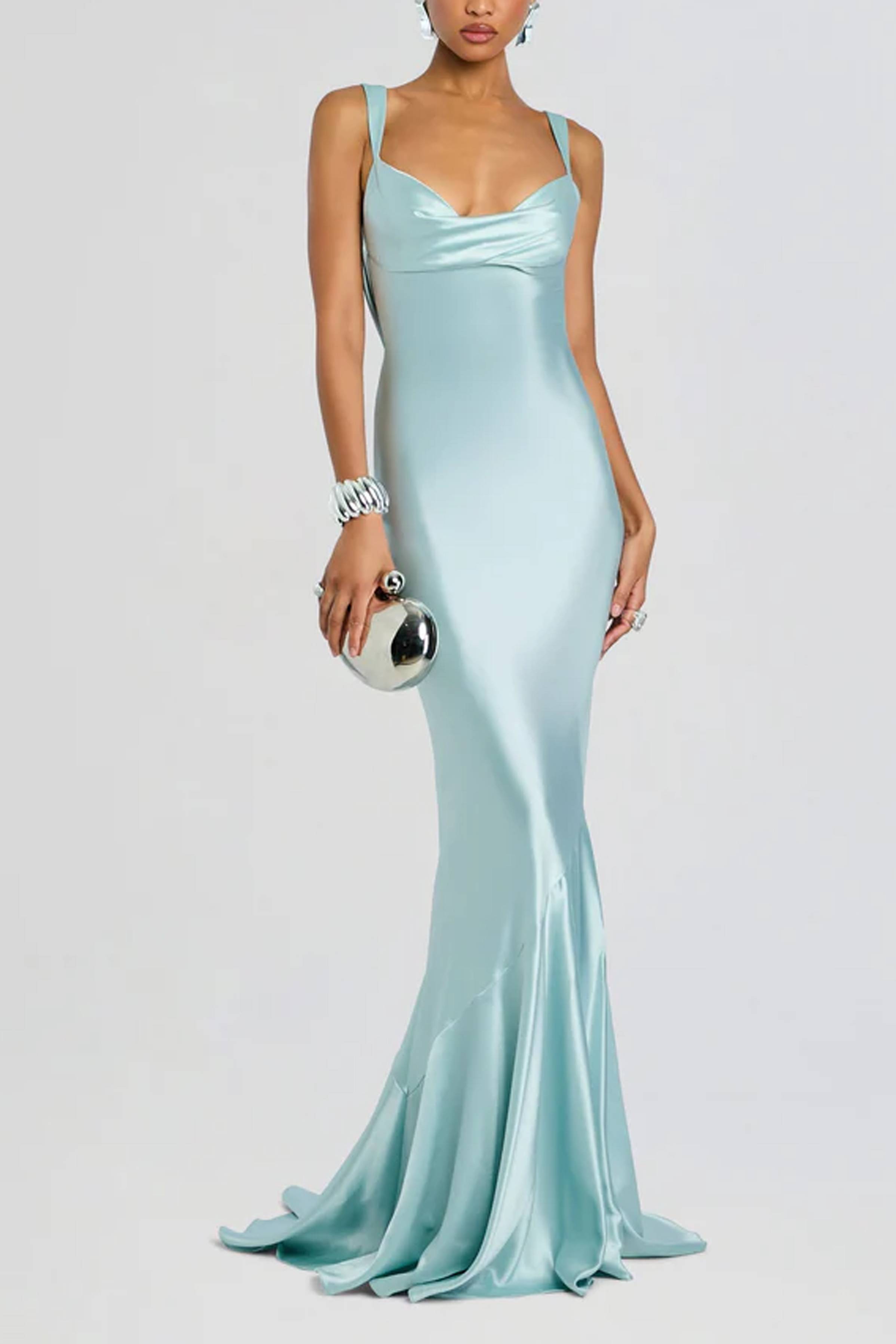 Satin Backless Sexy Wrapping Evening Dress