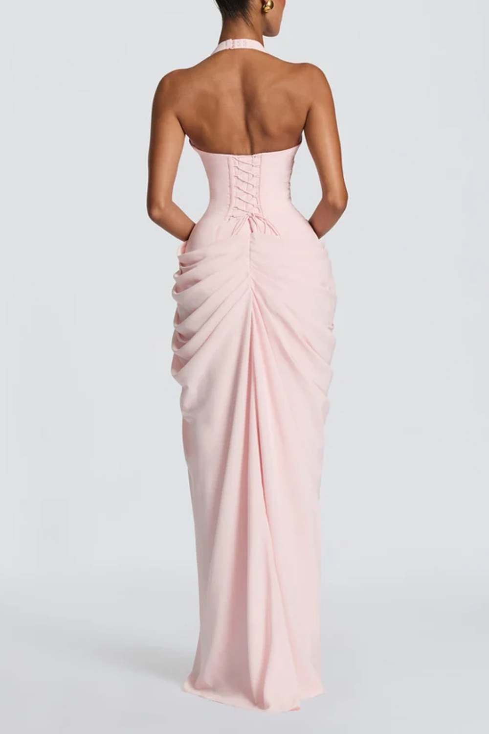 Long Dress With Deep Neck V-pleated Split