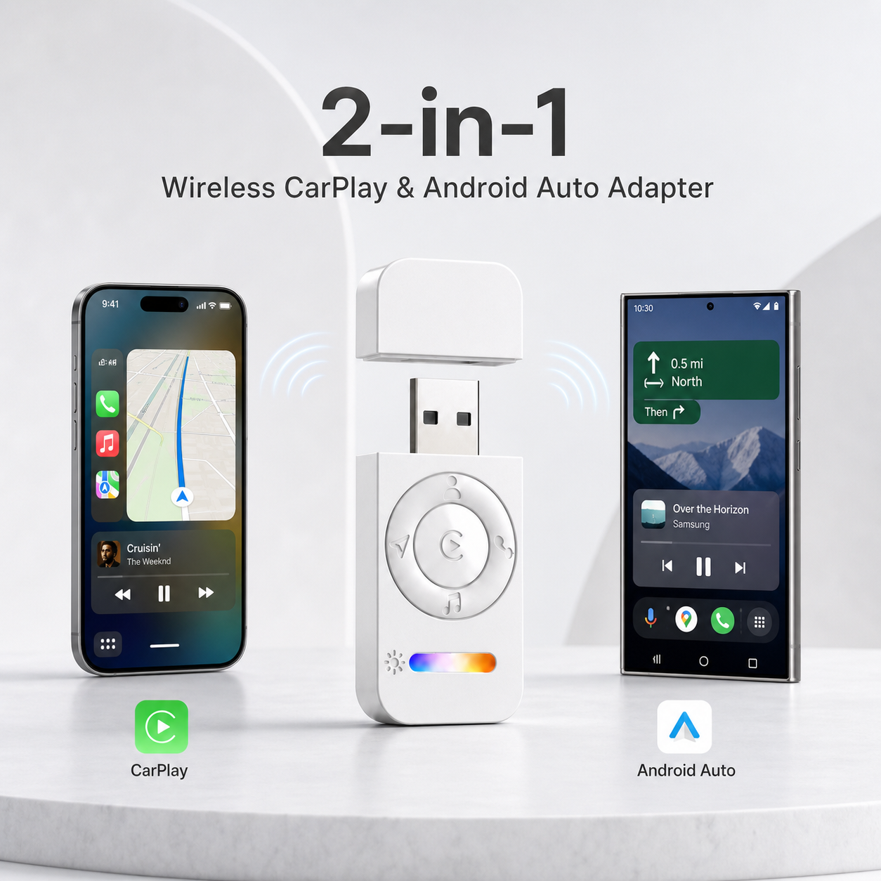 H-ONE 2026 Updates 2-in-1 Wireless CarPlay & Android Auto Adapter