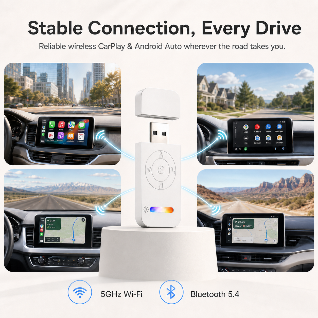 H-ONE 2026 Updates 2-in-1 Wireless CarPlay & Android Auto Adapter