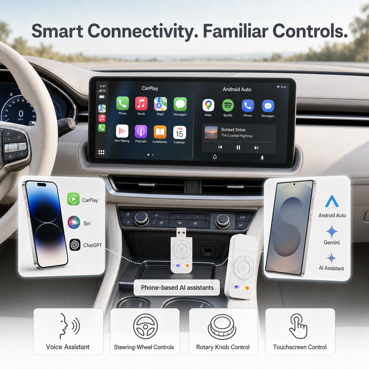 H-ONE 2026 Updates 2-in-1 Wireless CarPlay & Android Auto Adapter