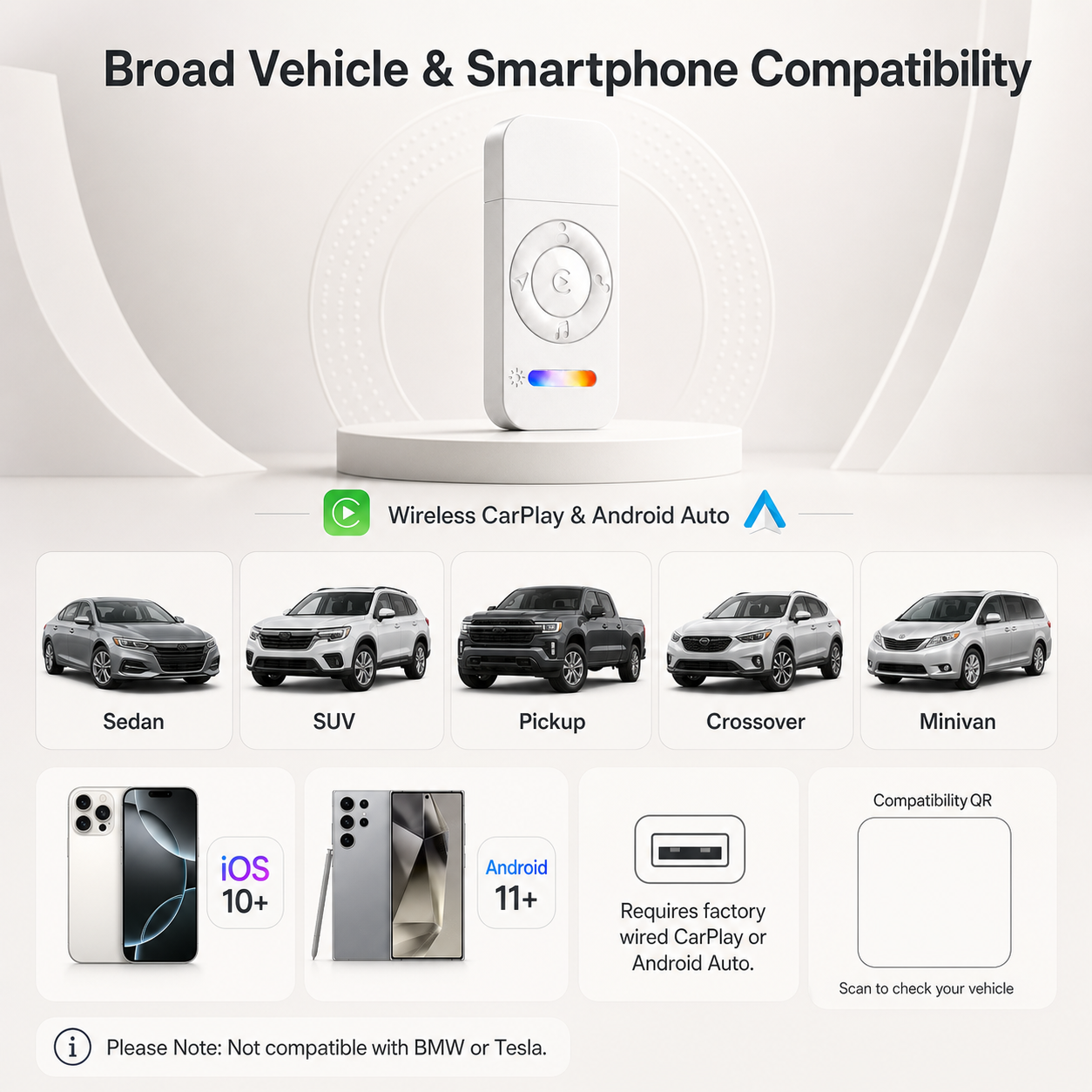 H-ONE 2026 Updates 2-in-1 Wireless CarPlay & Android Auto Adapter