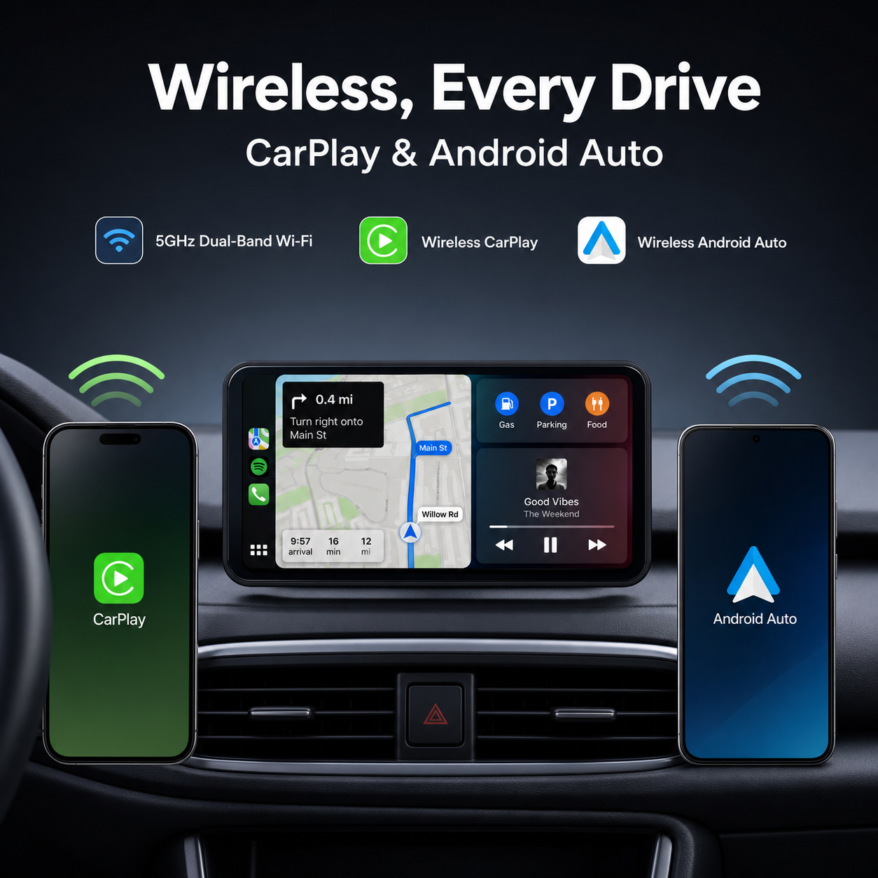 HiWeTop 6.9" Wireless Smart CarPlay Screen for Car – Apple CarPlay & Android Auto