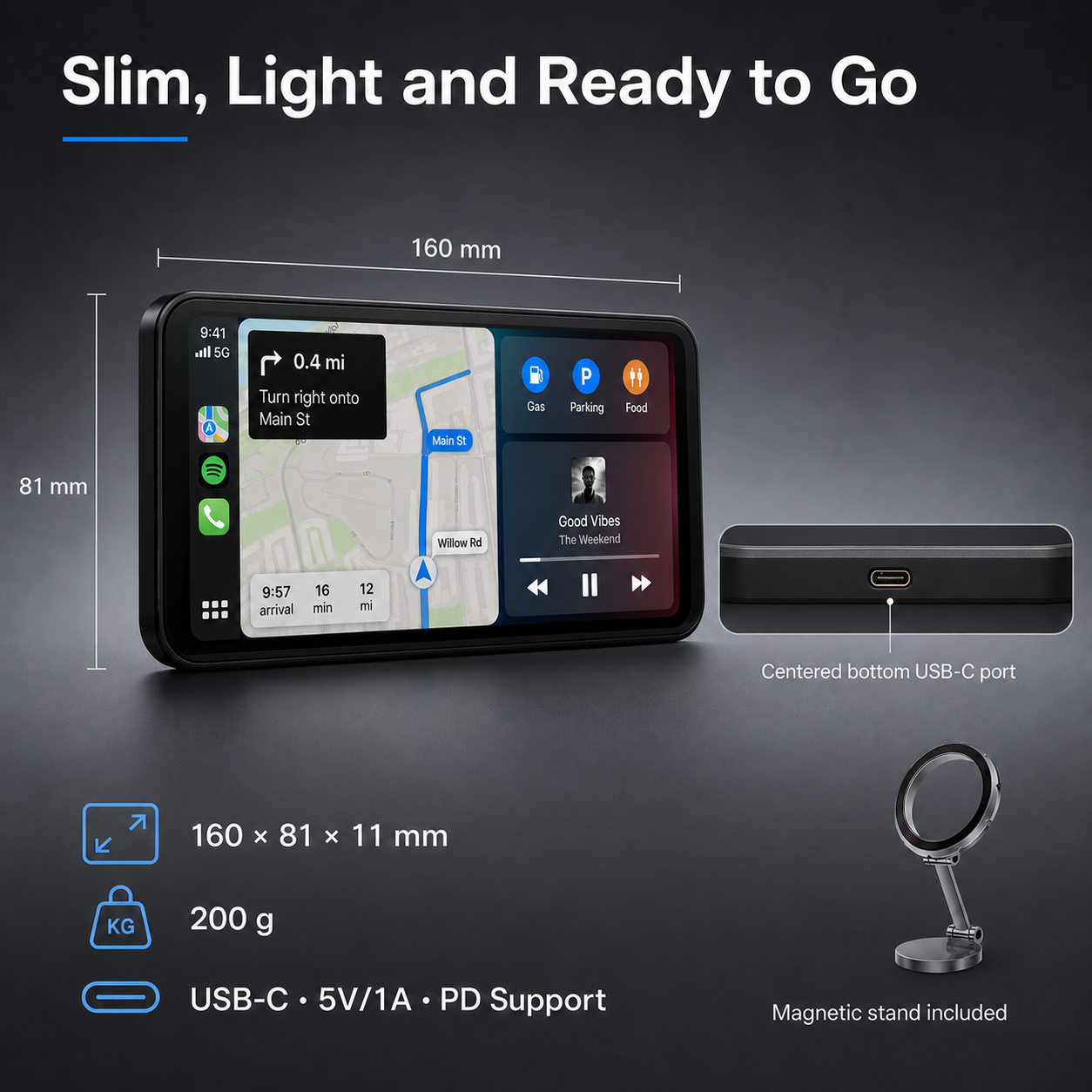 HiWeTop 6.9" Wireless Smart CarPlay Screen for Car – Apple CarPlay & Android Auto