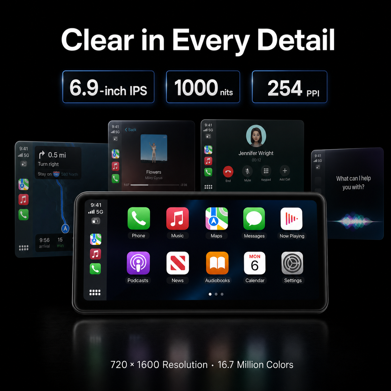 HiWeTop 6.9" Wireless Smart CarPlay Screen for Car – Apple CarPlay & Android Auto