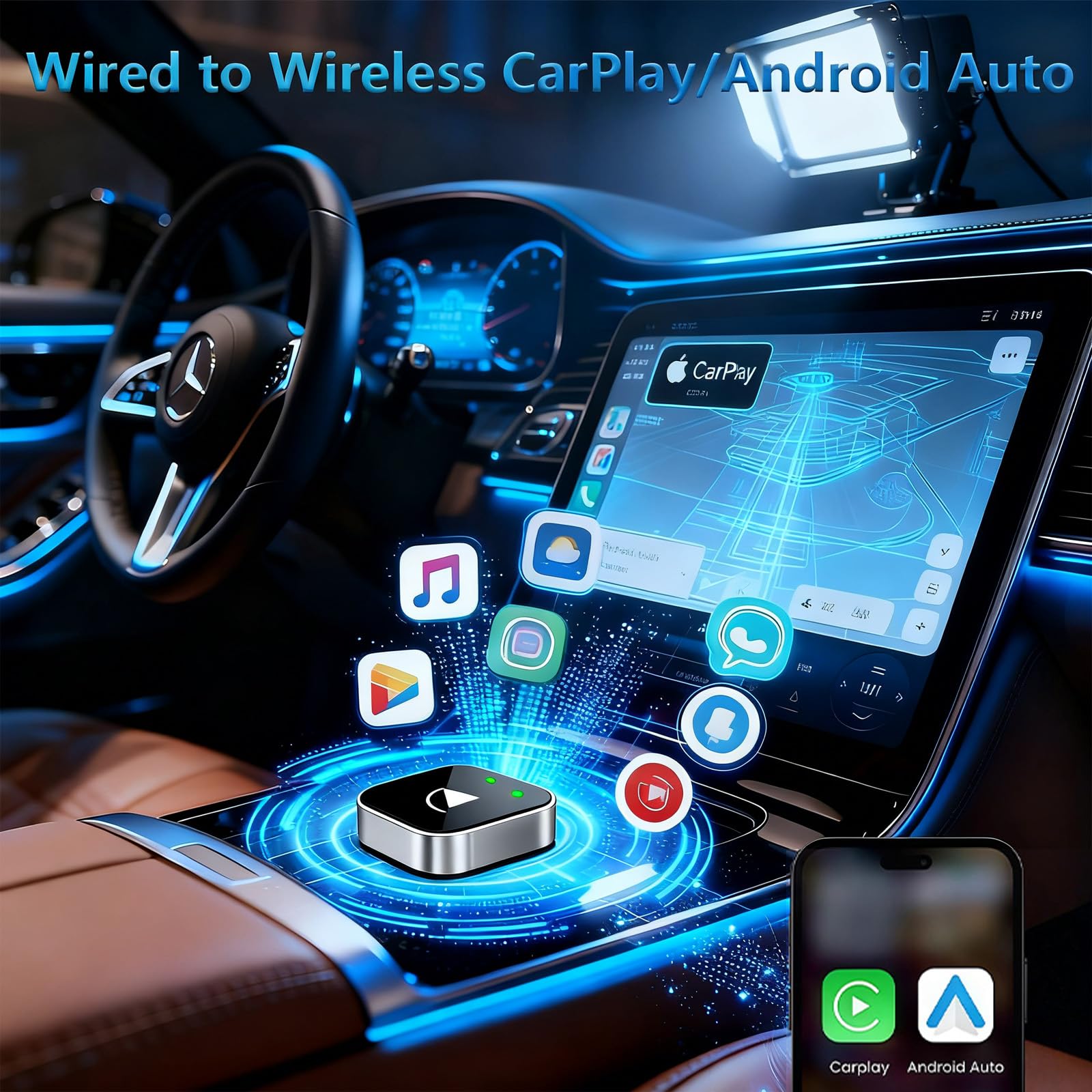 2026 Upgraded Wireless CarPlay Adapter for iPhone & Android Device