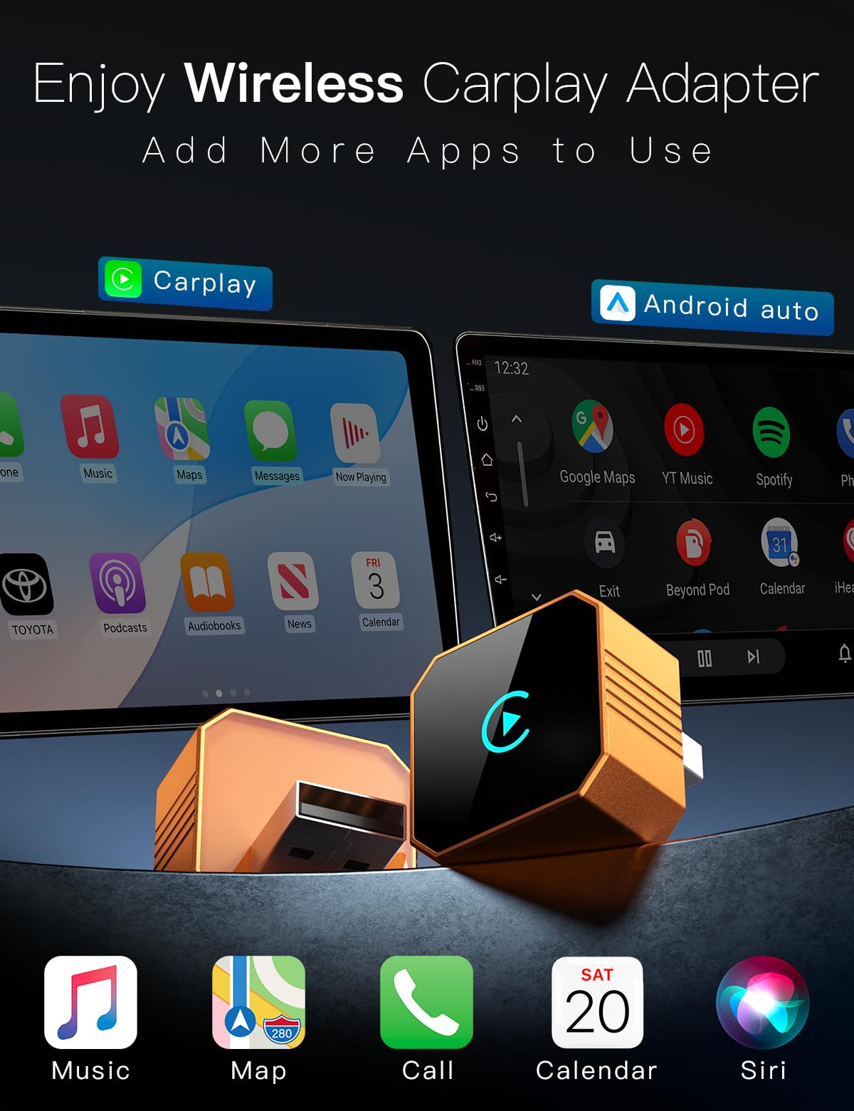 2026 Upgraded Wireless CarPlay Adapter  ＆Android Auto