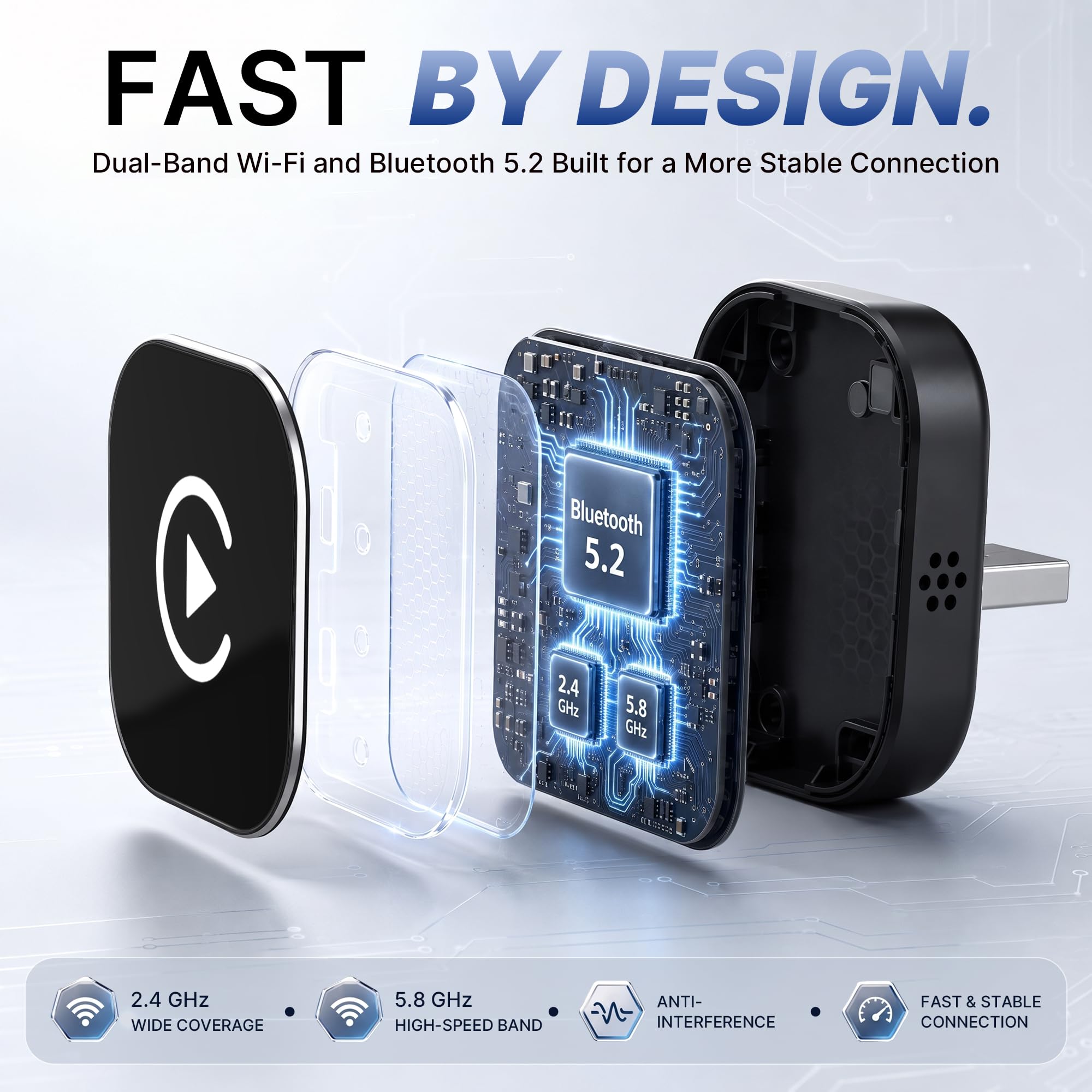2-in1 Wireless CarPlay Adapter for Apple CarPlay & Android Auto