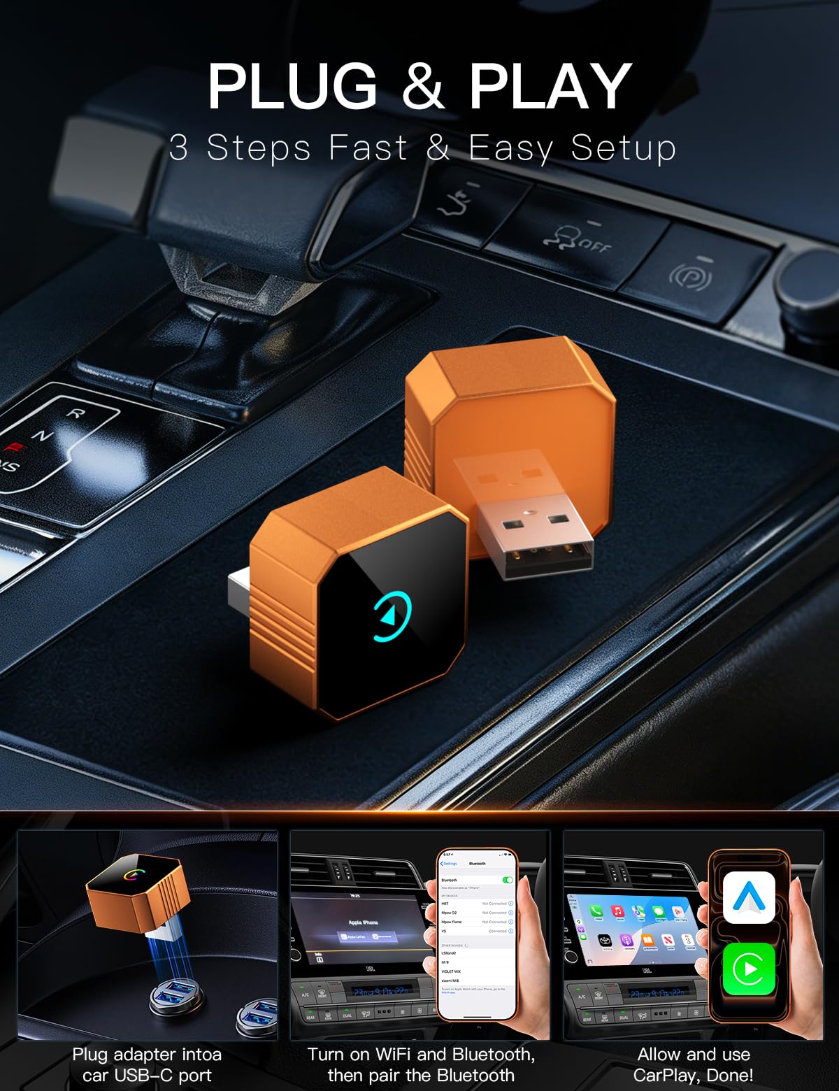 2026 Upgraded Wireless CarPlay Adapter  ＆Android Auto