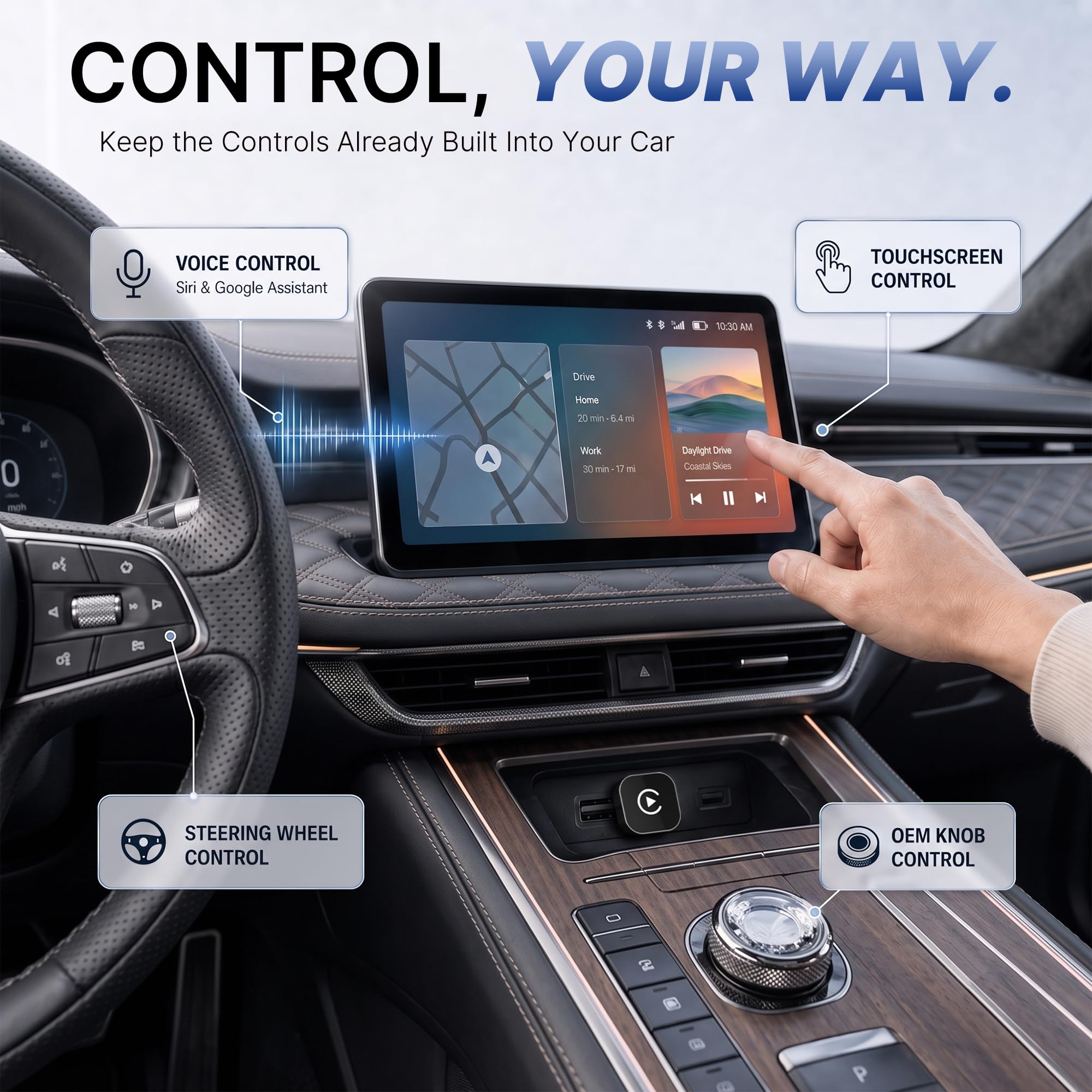 2-in1 Wireless CarPlay Adapter for Apple CarPlay & Android Auto