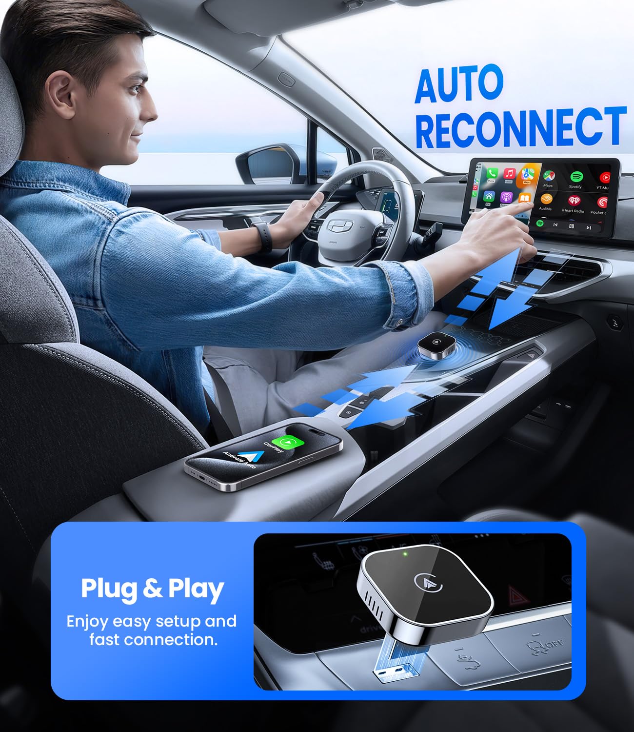2 in 1 Wireless CarPlay and Android Auto Adapter
