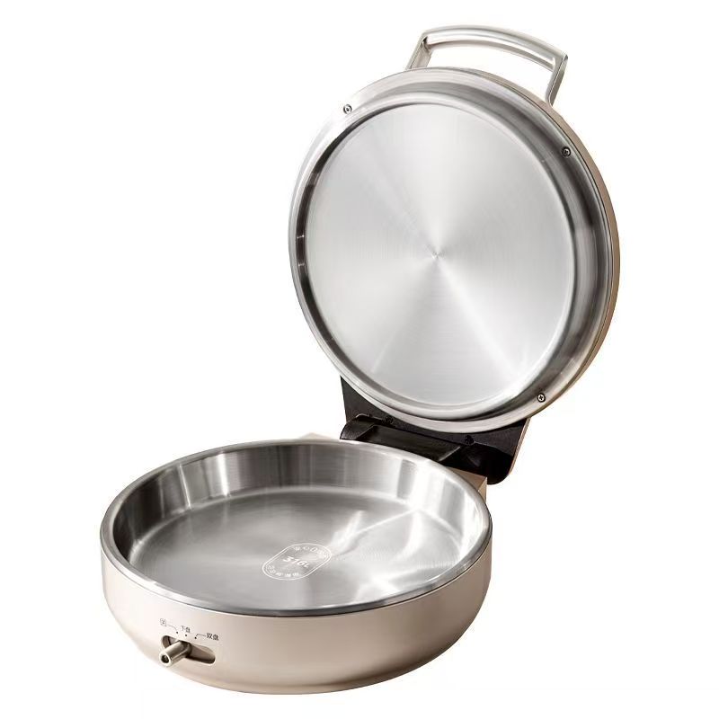 Coating-Free Stainless Steel Electric Skillet, 2.6mm Thick Plate, High Power Multi-function Grill & Pancake Machine