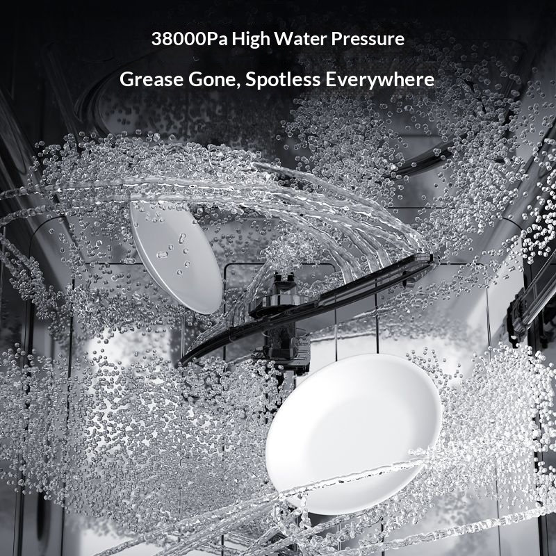 Built-in Household Dishwasher, 12-Place Setting Large Capacity, 38000Pa High Pressure Spray, High Temperature Sanitizing, Support Washing Woks