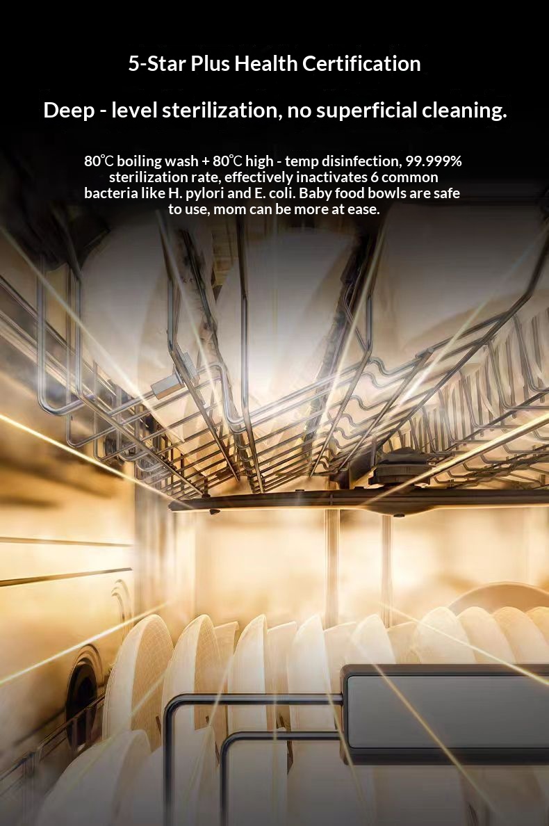 Built-in Dishwasher 17 Place Settings, True 3-Tier Adjustable Rack, 3 Modes Smart Zone Washing, 3-Layer 6-Wing Hurricane Spray Arm, 80℃ High Temp Steam Wash, Auto Door Quick Dry, Fully Integrated Dishwasher for Kitchen