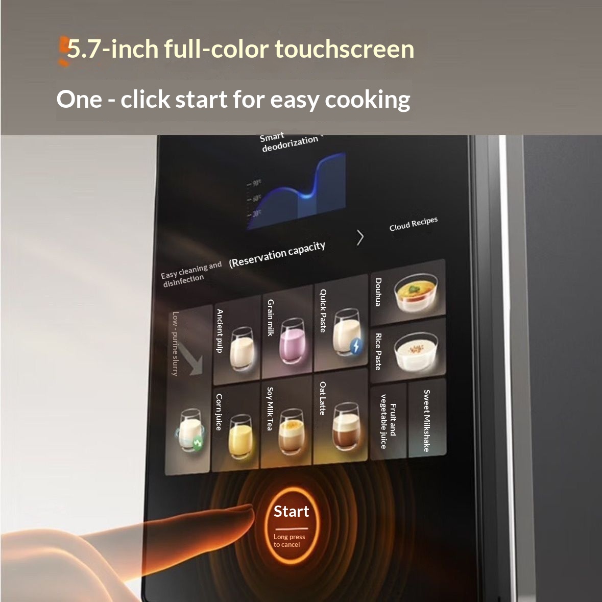 5.7-inch Full Color Touchscreen Automatic Self-Cleaning Blender, Low Noise Multifunctional Soymilk Maker