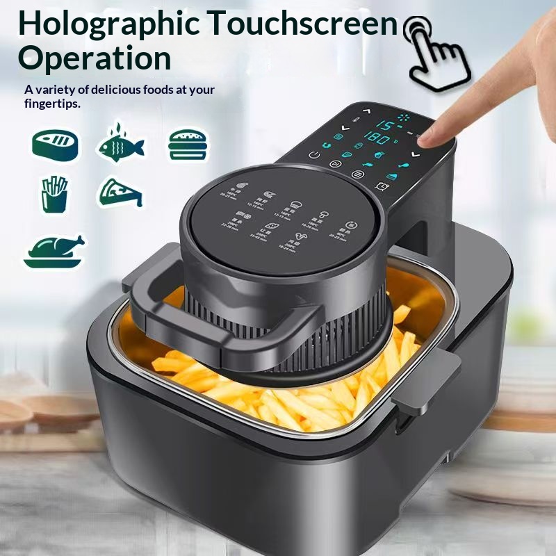 9.0L Visible Window Air Fryer, Holographic Touch Control Panel, Large Capacity Oil-Free Air Fryer for Home, Multi Cooker for Whole Chicken Roasting