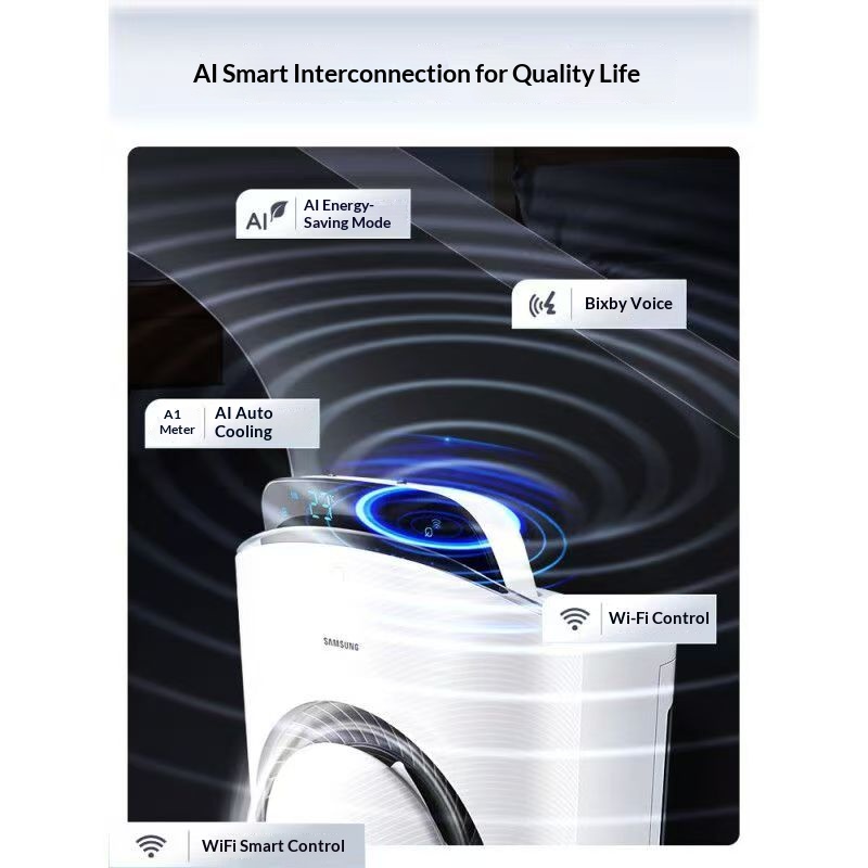 Floor Standing Cylinder Inverter Air Conditioner, 360° Spiral Soft Air, Heat Exchanger Freeze Self-Cleaning, WiFi Smart & Voice Control, Household Heating Cooling Dehumidifying AC