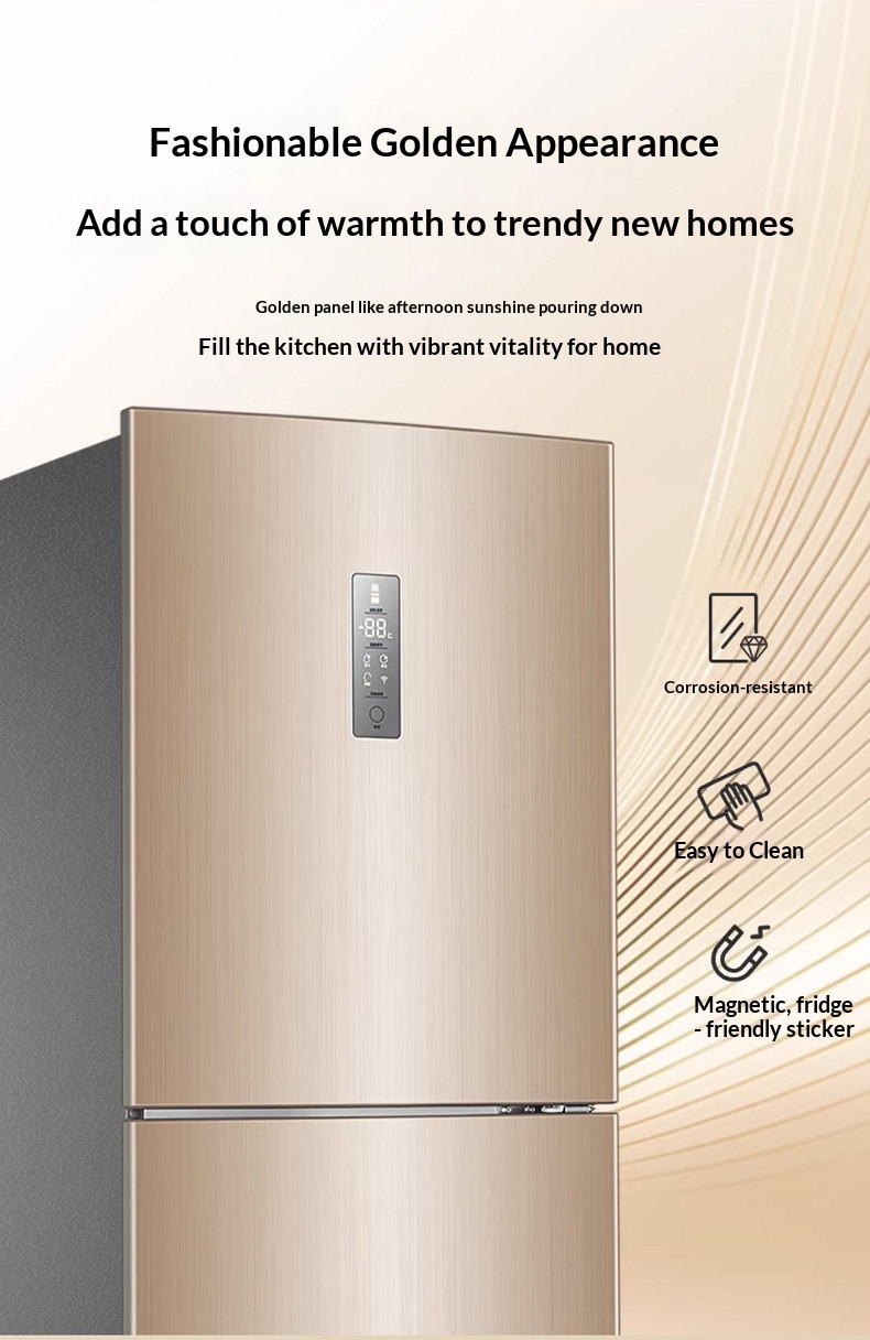 218L Three Door Inverter Refrigerator, Air Cooled Frost Free Fridge, Smart WIFI Control Multi-Zone Fridge Freezer for Home