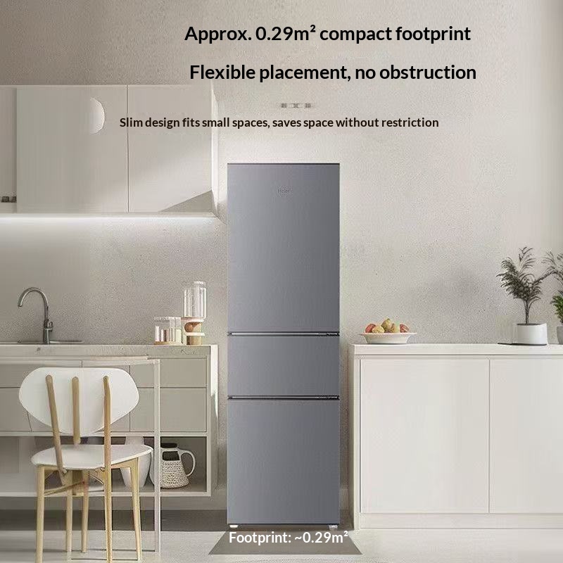 220L Three-Door Refrigerator, 1st Class Energy Efficiency, Low Noise 35dB, 3 Temperature Zones Compact Fridge for Home Apartment
