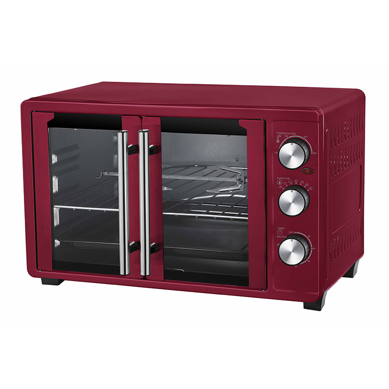 Stainless Steel French Double Door Toaster Oven, Multi-Function Countertop Electric Oven with Knob Control, Baking Tray & Wire Rack