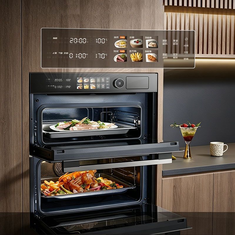 Independent Dual Zone Steam Bake Oven, Large Capacity Built-in Combi Oven with Precise 1℃ Temperature Adjustment