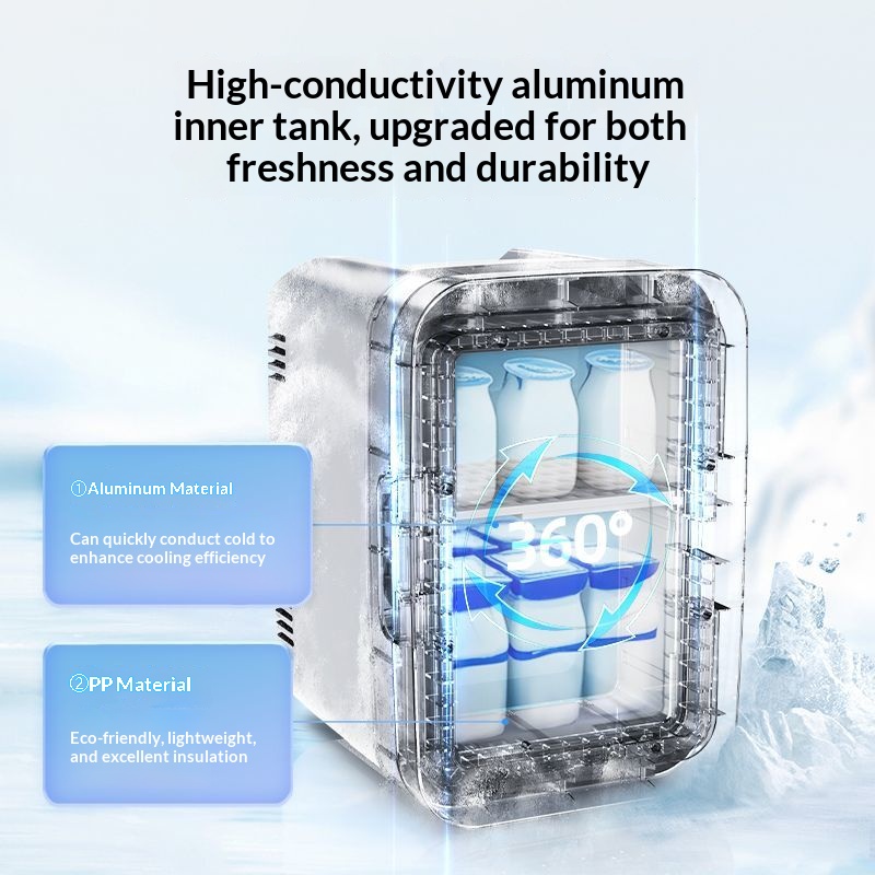 Portable Mini Refrigerator, Aluminum Inner Liner & Removable Divider, Low Noise Desktop Cooler for Breast Milk, Skincare & Drinks