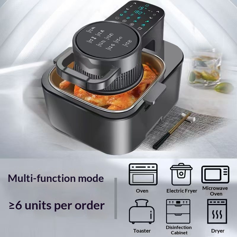 9.0L Visible Window Air Fryer, Holographic Touch Control Panel, Large Capacity Oil-Free Air Fryer for Home, Multi Cooker for Whole Chicken Roasting