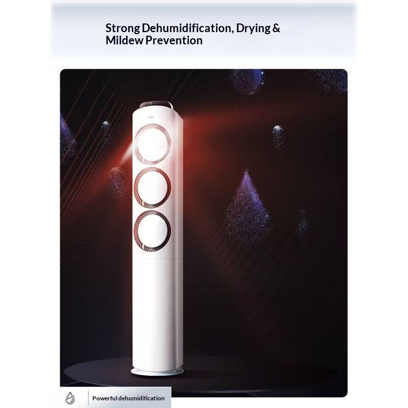 Floor Standing Cylinder Inverter Air Conditioner, 360° Spiral Soft Air, Heat Exchanger Freeze Self-Cleaning, WiFi Smart & Voice Control, Household Heating Cooling Dehumidifying AC