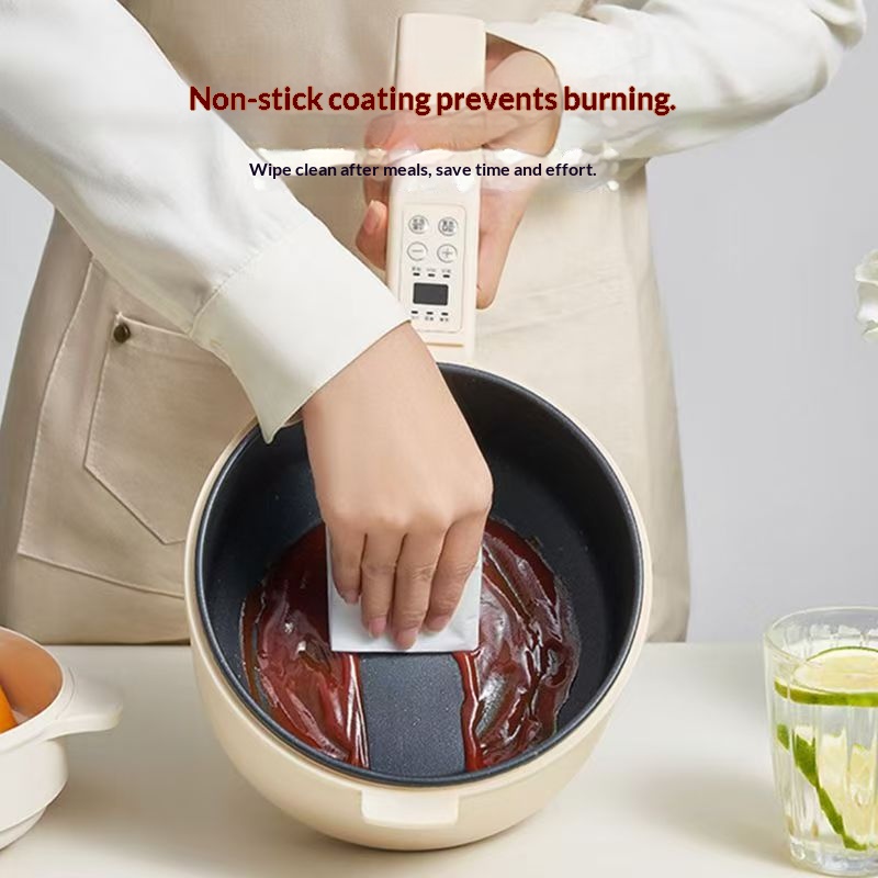 2L Multi-functional Electric Cooker, 6-speed Touch Control Non-Stick Hot Pot, Detachable Power Cord, Portable Cooking Pot for Dorm & Home