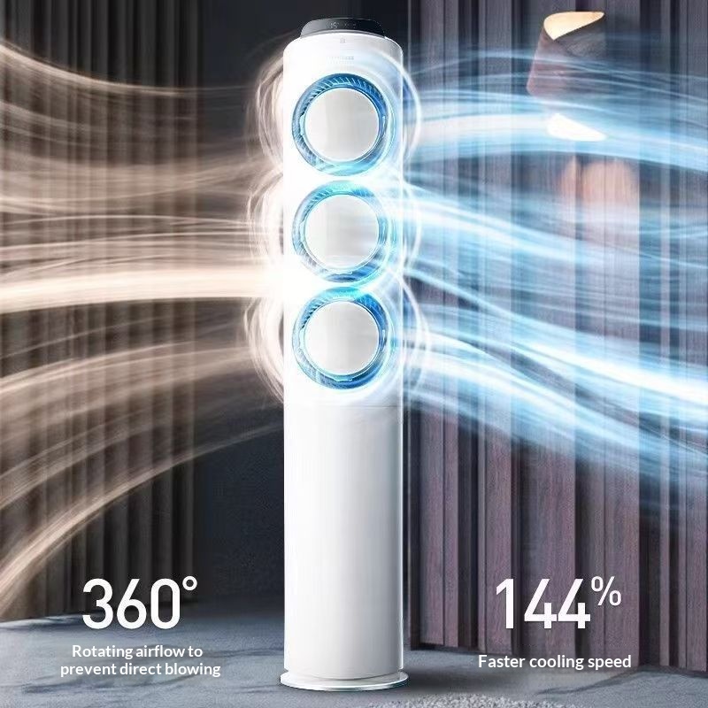 Floor Standing Cylinder Inverter Air Conditioner, 360° Spiral Soft Air, Heat Exchanger Freeze Self-Cleaning, WiFi Smart & Voice Control, Household Heating Cooling Dehumidifying AC