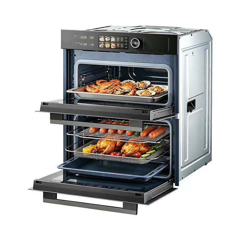 Independent Dual Zone Steam Bake Oven, Large Capacity Built-in Combi Oven with Precise 1℃ Temperature Adjustment