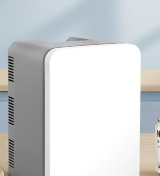Portable Mini Refrigerator, Aluminum Inner Liner & Removable Divider, Low Noise Desktop Cooler for Breast Milk, Skincare & Drinks