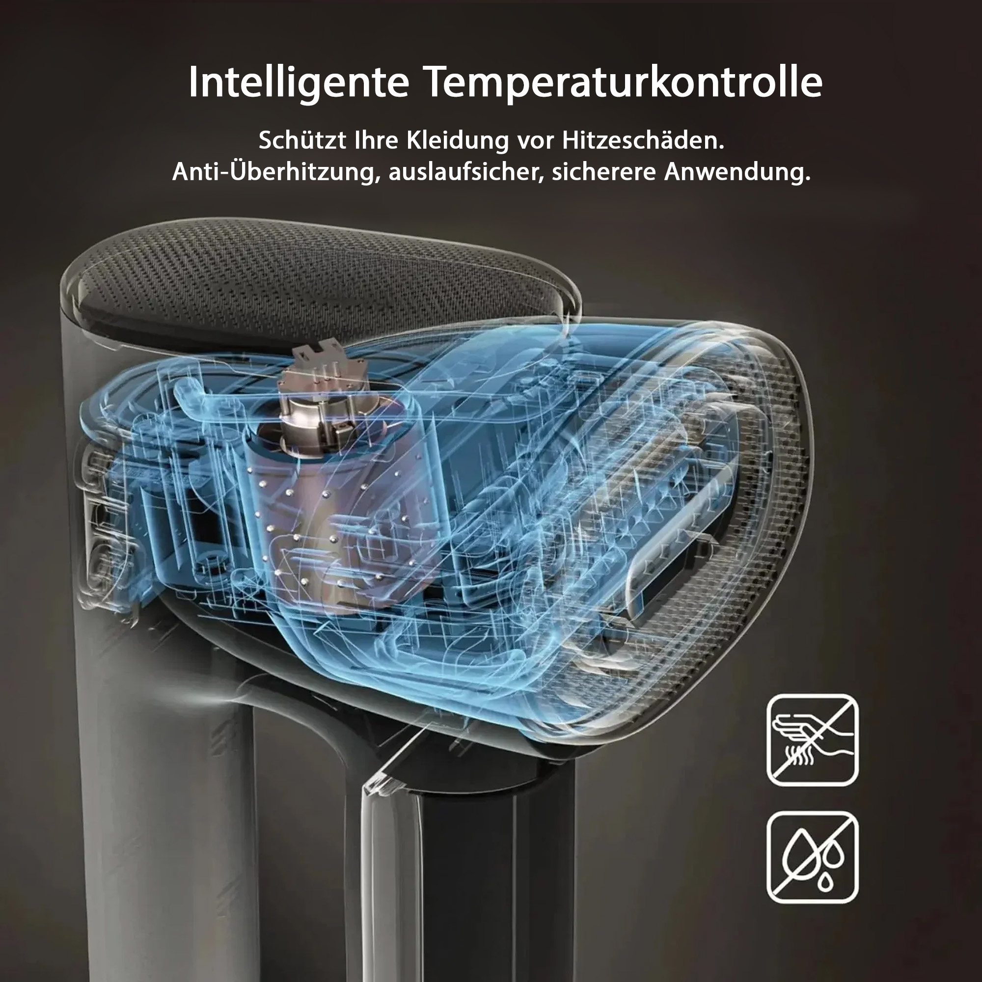Vapren F2 Tragbarer Dampfglätter, 3500 Pa Hand-Dampfglätter mit Vakuumfunktion, Auto-Grip, 2 Saugstufen, Trocken- & Dampffunktion für alle Stoffarten