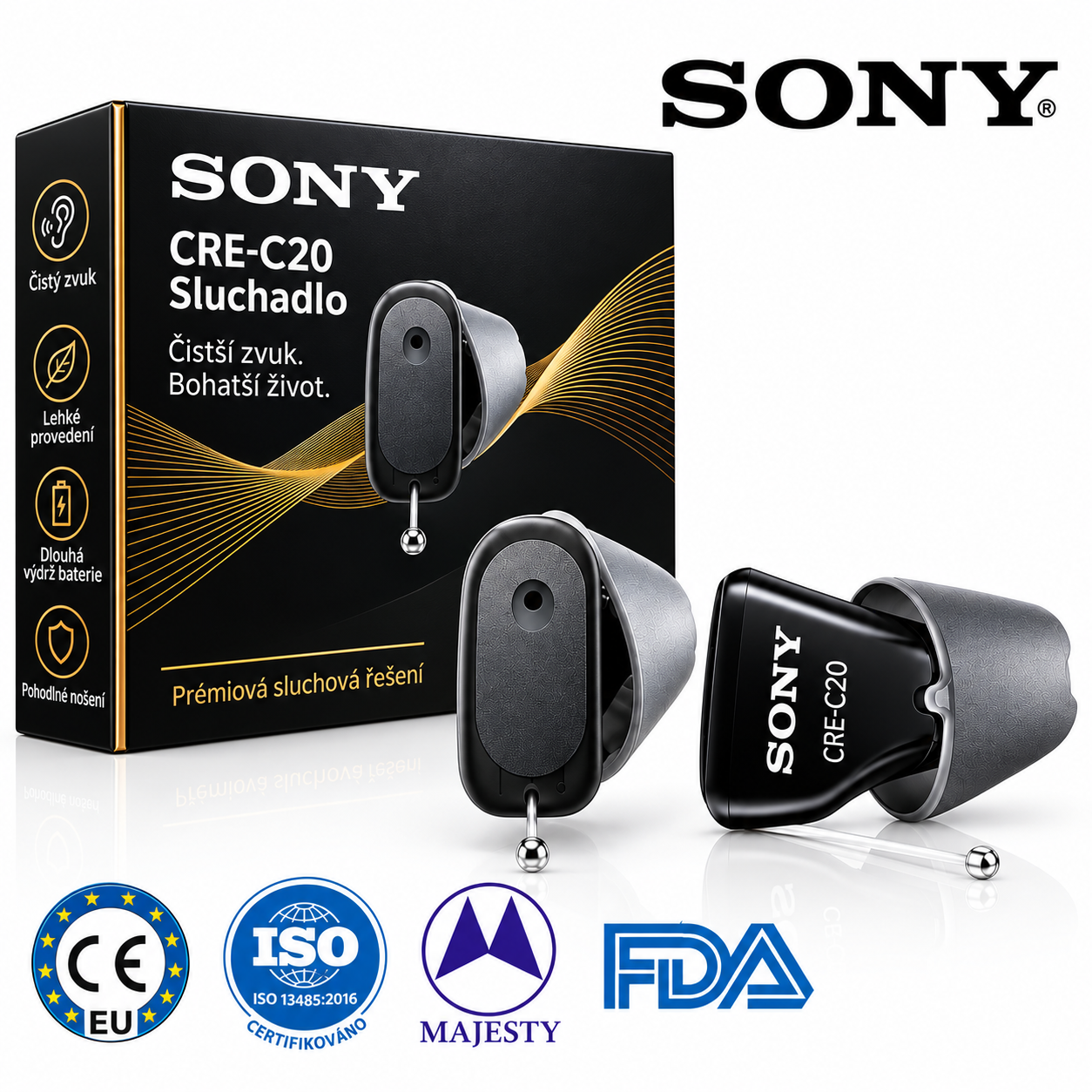 SONY C20 Hörgeräte – Unsichtbare, FDA-zugelassene, selbstanpassende Lösung für den Direktkauf