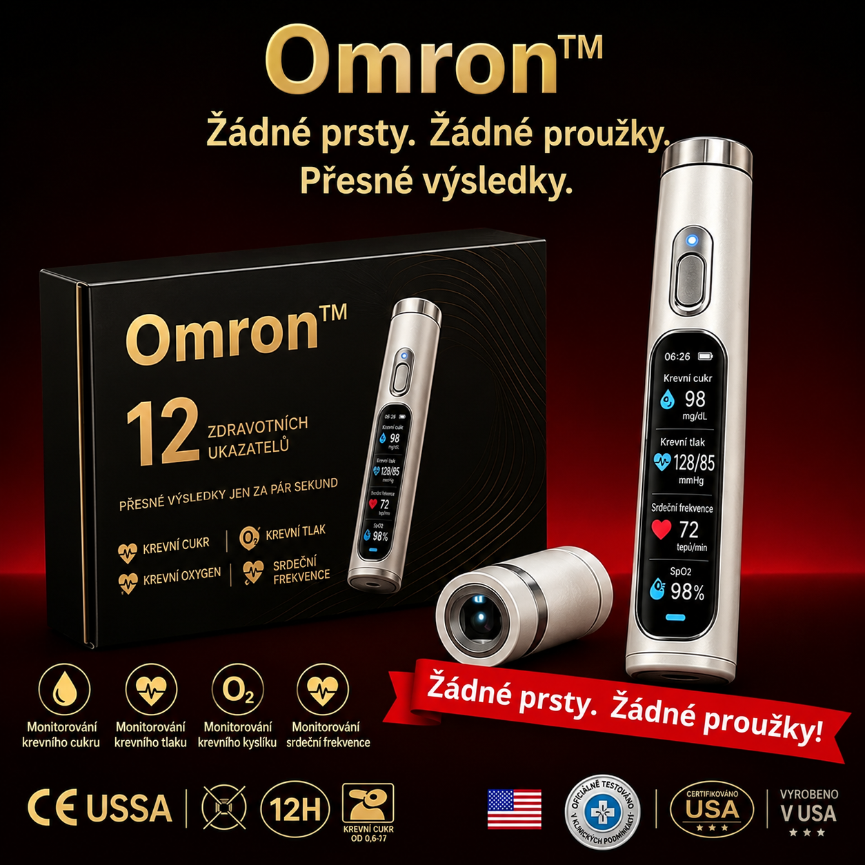 Nejnovější technologický průlom společnosti Omron v roce 2026: neinvazivní chytré zařízení pro monitorování hladiny glukózy v krvi s přesností 99,9 %.
