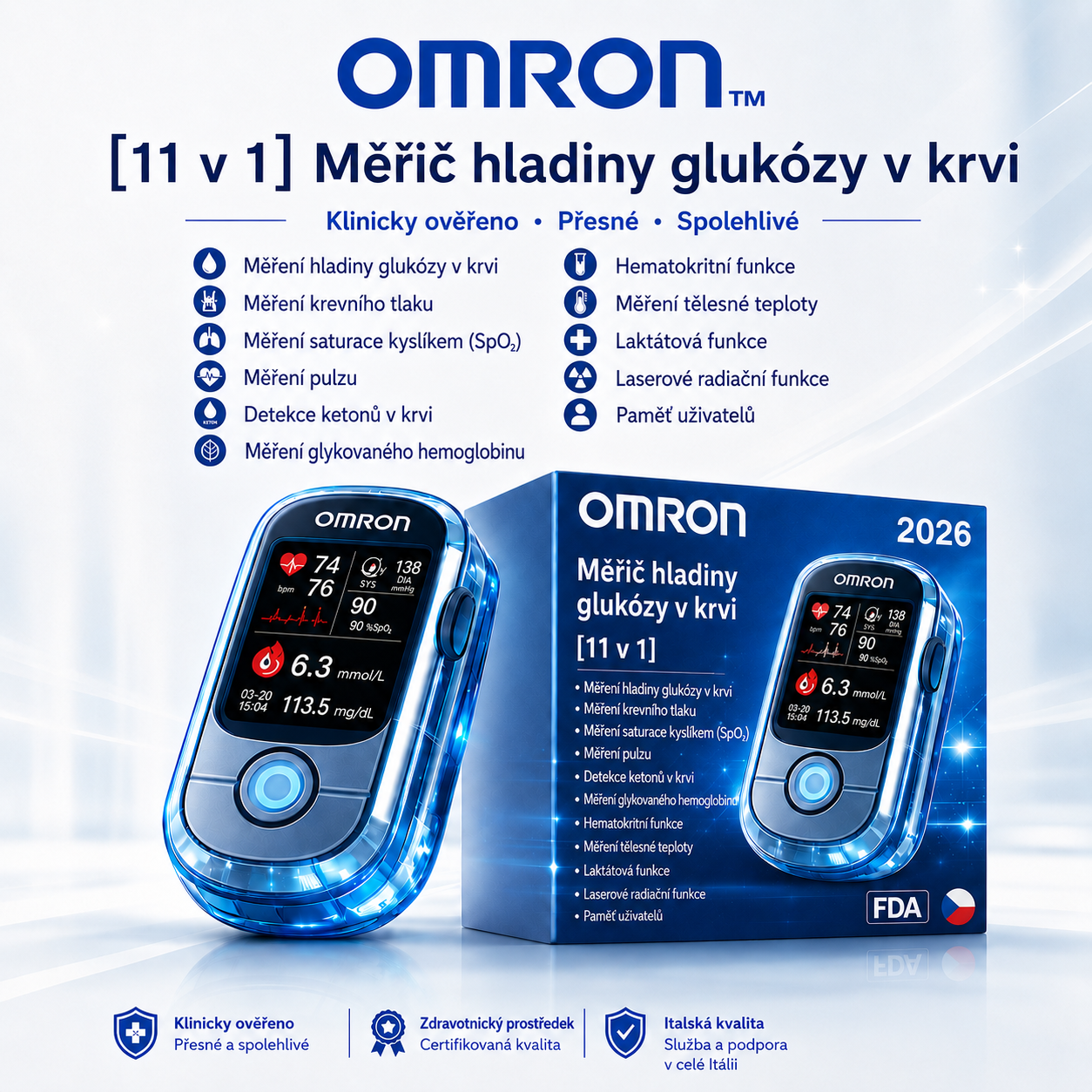 Už žádné jehly a bolest! 🔥 | Neinvazivní glukometr Omron™ – Jednoduché a přesné měření hladiny glukózy v krvi, ať jste kdekoli 🔥
