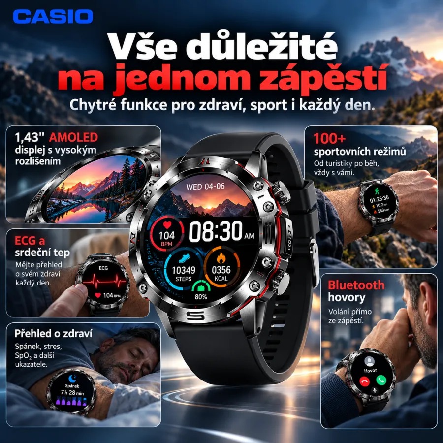 💫 Chytré hodinky CASIO AI z roku 2026 – Doma, v práci nebo na cestách, vždy po vašem boku ⏱️